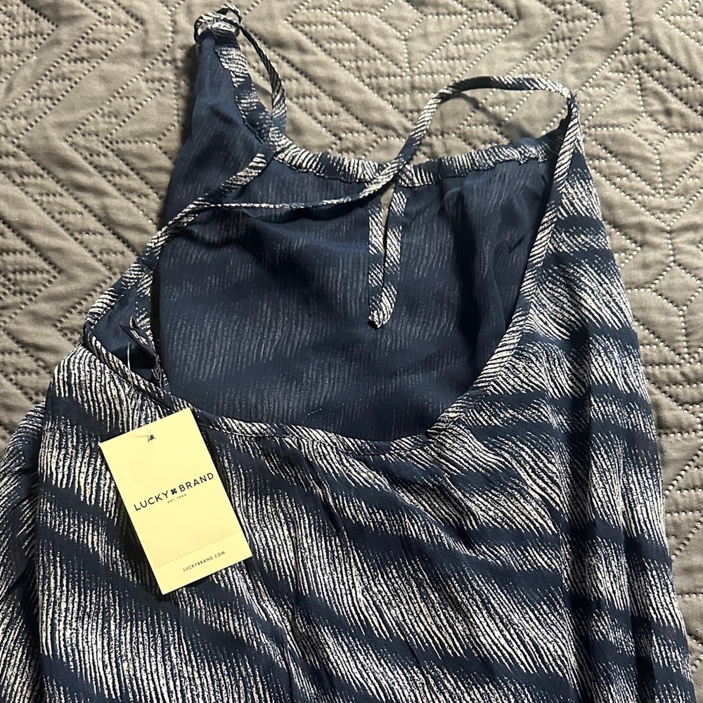 Lucky Brand Navy and White Patterned Sleeveless Top - Picture 2 of 2
